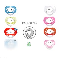 Choix couleurs tétines embouts ovales (cerises)