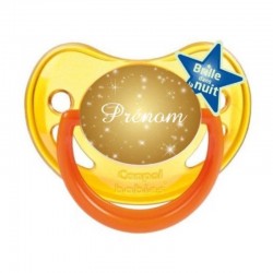Tétine personnalisée paillettes d'or avec le prénom de l'enfant
