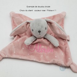 Doudou Bébé Personnalisé Avec Nom Brodé – Mousseline Douce Certifiée Oeko-Tex – Cadeau Naissance Rose