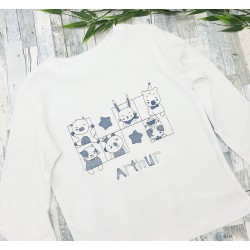 tshirt brodé animaux personnalisable ou non au prénom de l'enfant